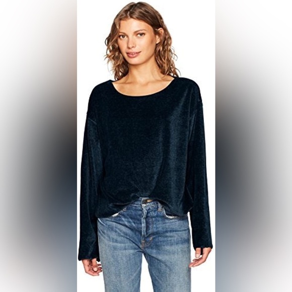 KENDALL + KYLIE Off Shoulder Pullover in True Navy - Picture 2 of 15